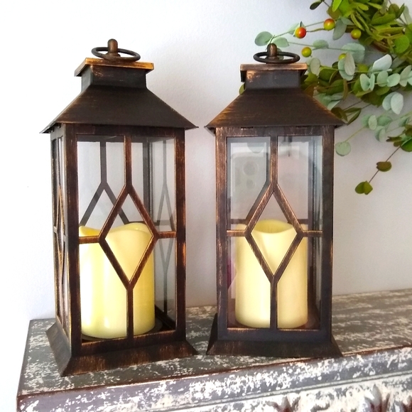 At Home Accents Indoor Lanterns Set Of Two Led Flameless Candle With Timer Poshmark